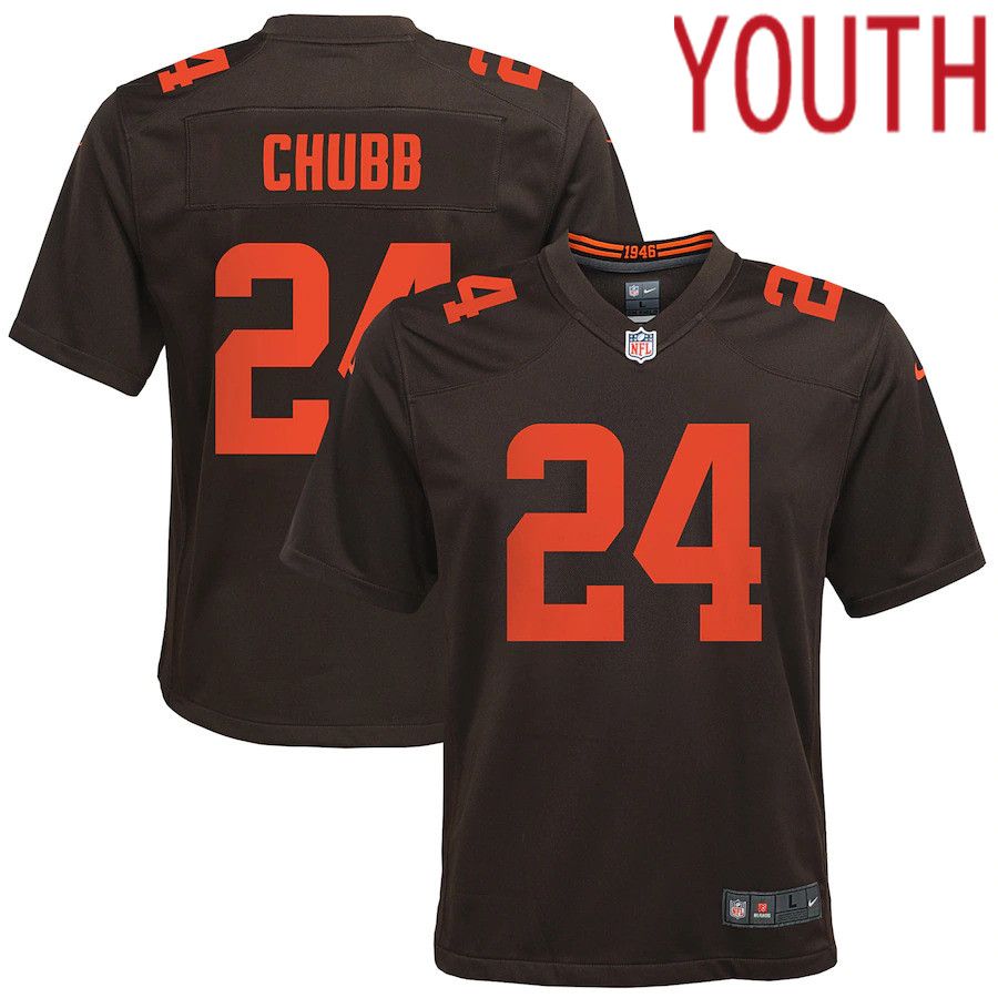 Youth Cleveland Browns #24 Nick Chubb Nike Brown Alternate Game NFL Jersey